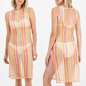 Miken Women's Multicolor Open Knit Sleeveless Cover Up Dress Size Medium